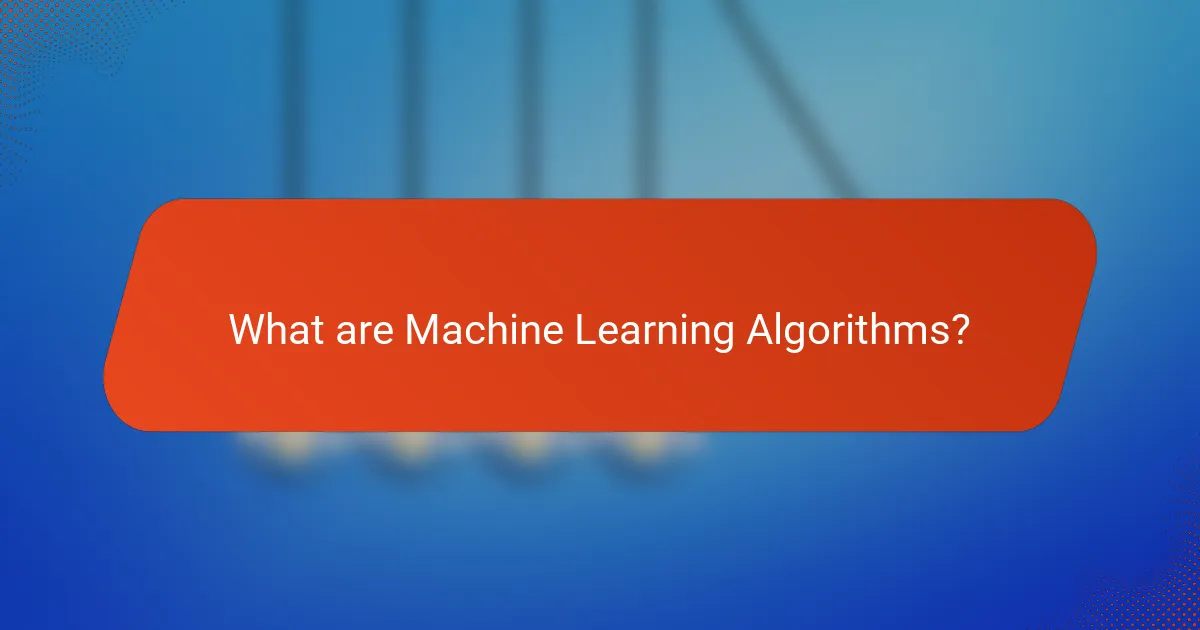 What are Machine Learning Algorithms?