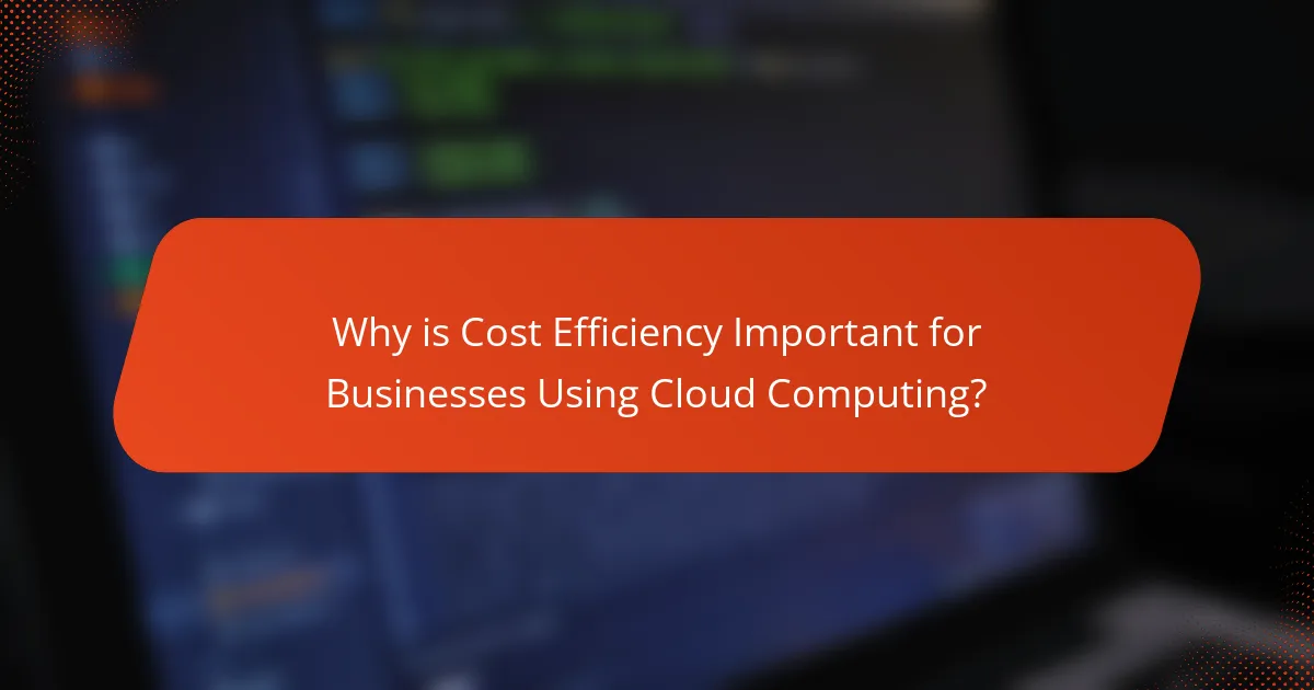 Why is Cost Efficiency Important for Businesses Using Cloud Computing?